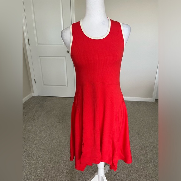 NWT Anthropologie Daily Practice Ribbed Mini Dress Size Medium Color Red - Picture 2 of 6